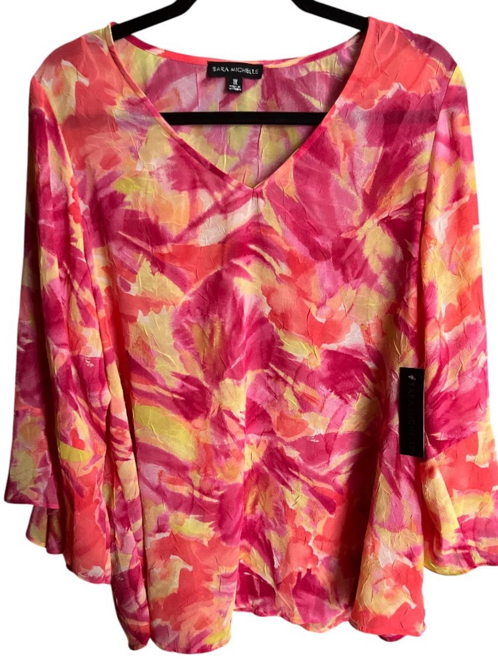 NWT Sara Michelle Women’s Colorful Abstract Floral Flowy Blouse Top
• Size 1X